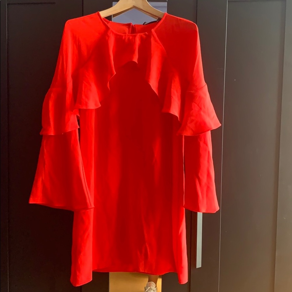 Red ruffle dress